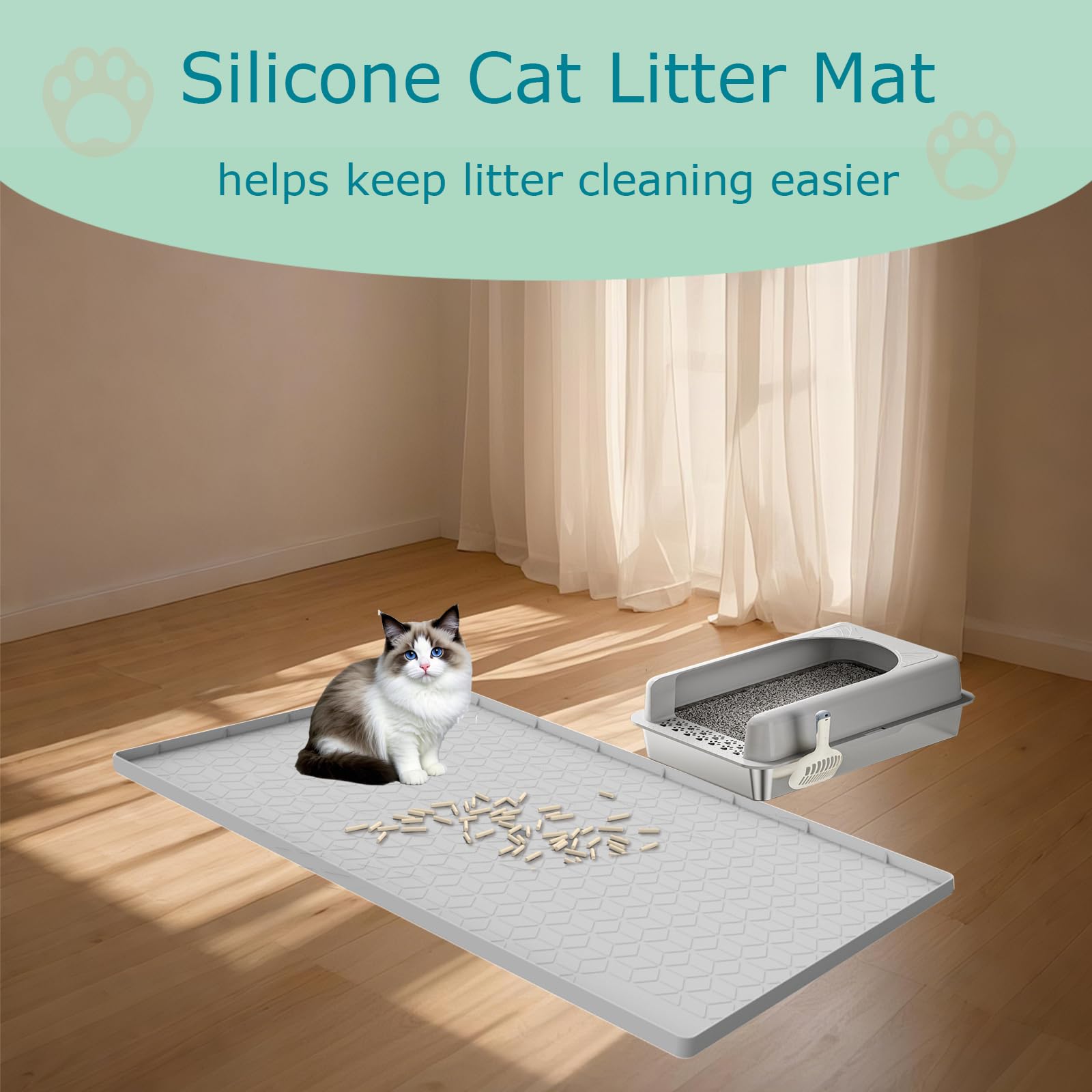 Jacooxi cat litter mat color options blend with decor and reduce visible mess.