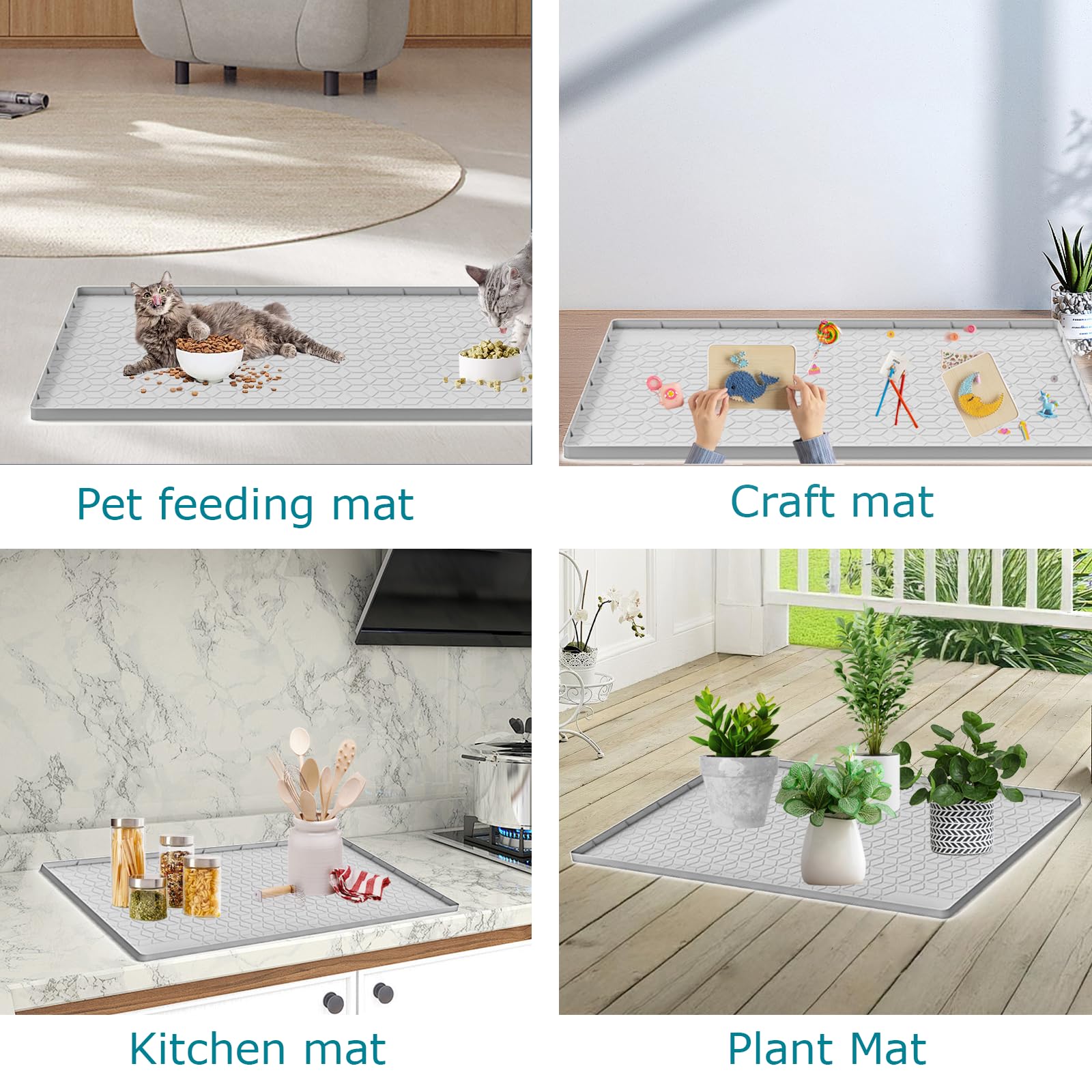 Jacooxi non-slip silicone mat stays in place during energetic kitties