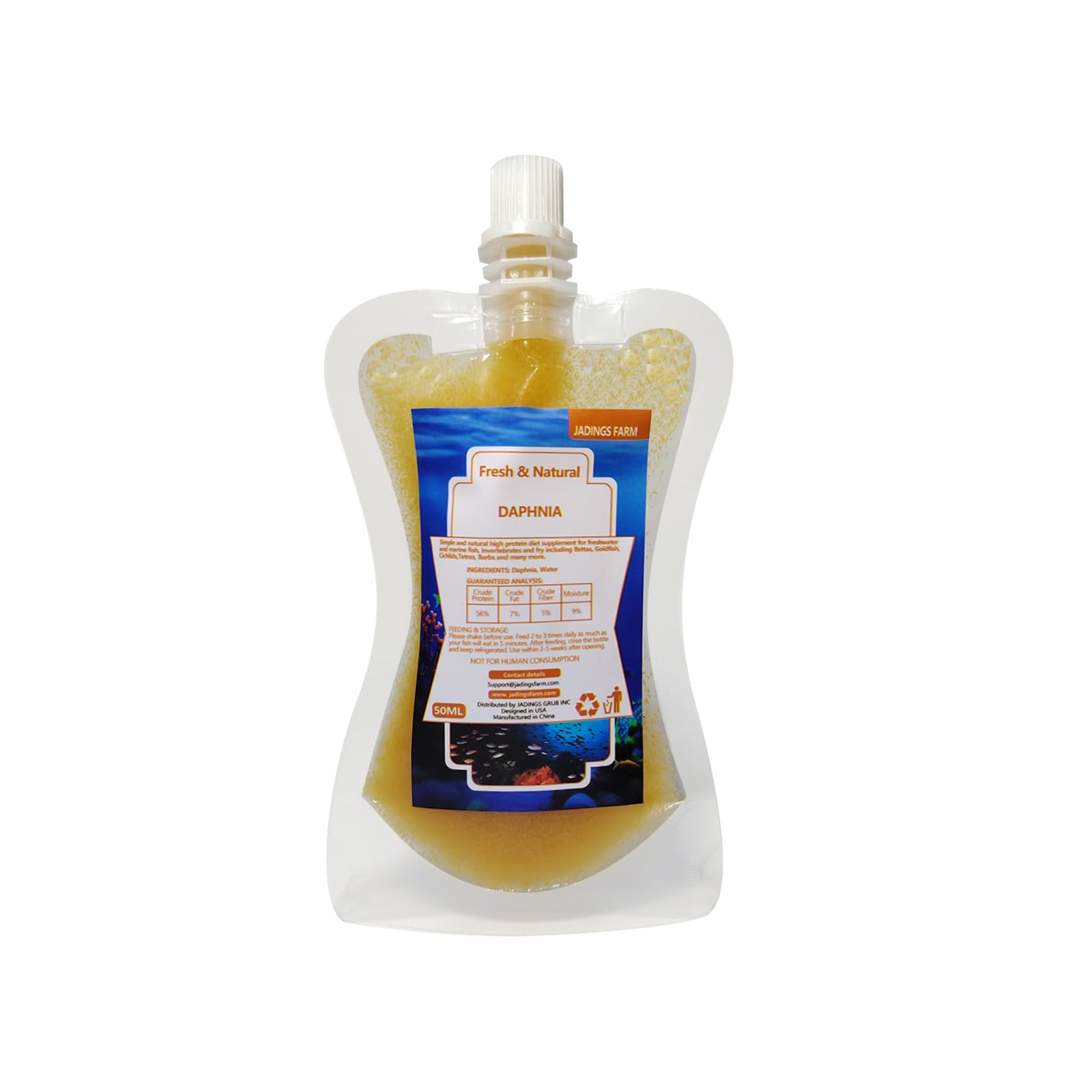 JADINGSFARM Daphnia instant food pack-shot—ready-to-use nutrition for fish feeding.