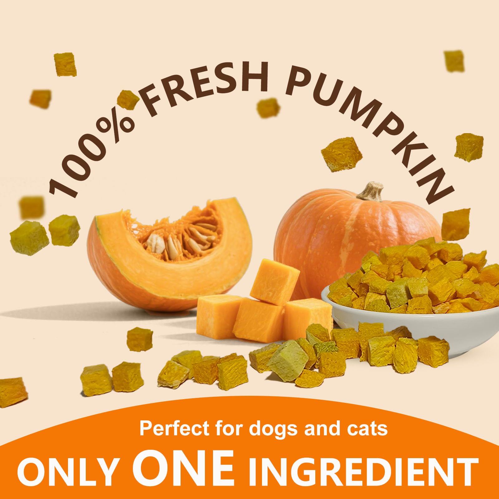 JADINGSFARM freeze-dried pumpkin treats: vibrant crunch ideal for training rewards.