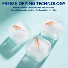 JADINGSFARM brine shrimp cubes closeup reveals crisp, protein-rich texture.