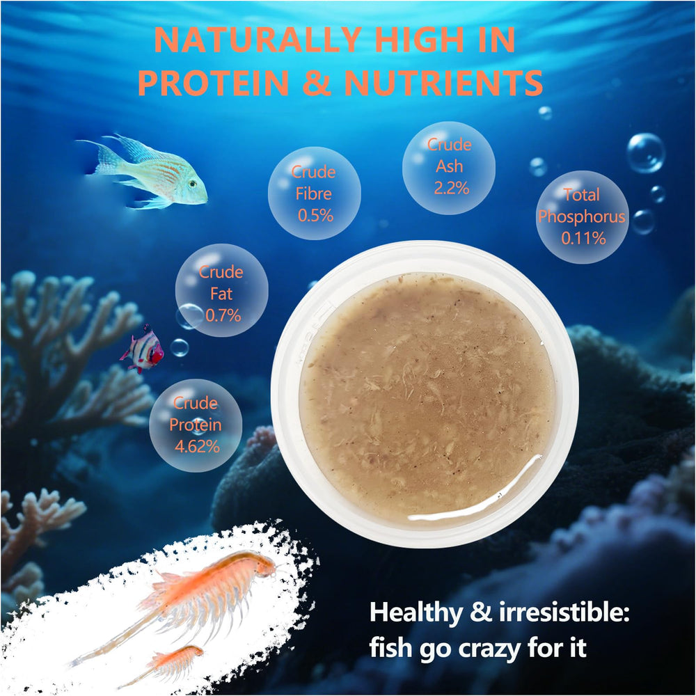 JADINGSFARM Brine Shrimp Food bottle open with ready-to-feed design for quick meals