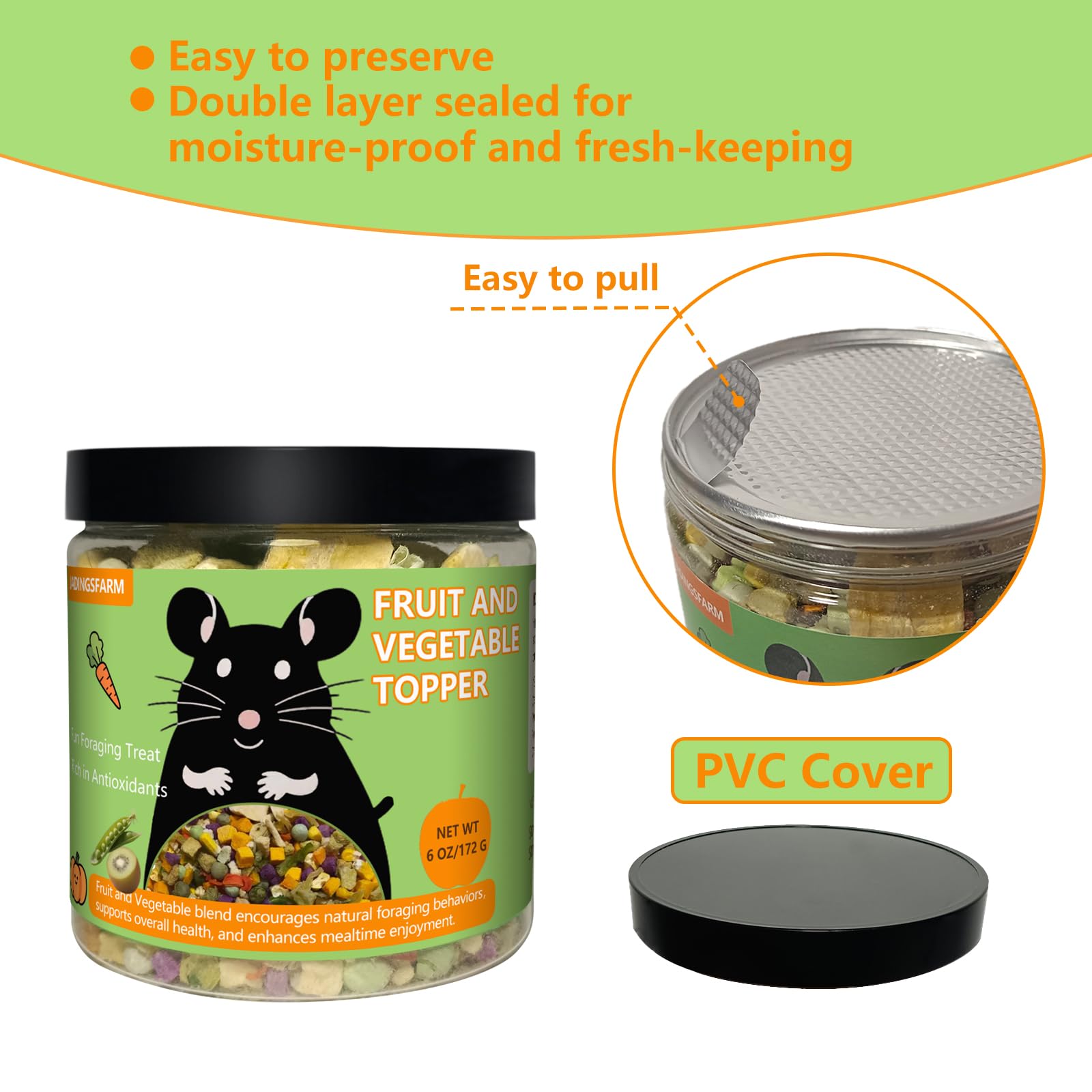 JADINGSFARM multi-species enrichment snack encourages natural foraging and dental health benefits.