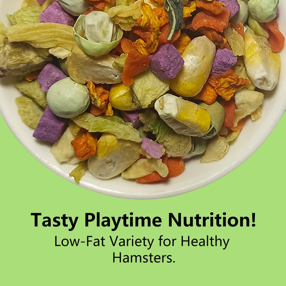 JADINGSFARM freeze-dried fruit and veggie mix offers crunchy texture and varied flavors.