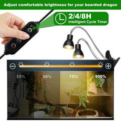 Jaenmsa 360° gooseneck clip offers flexible placement for basking spots.