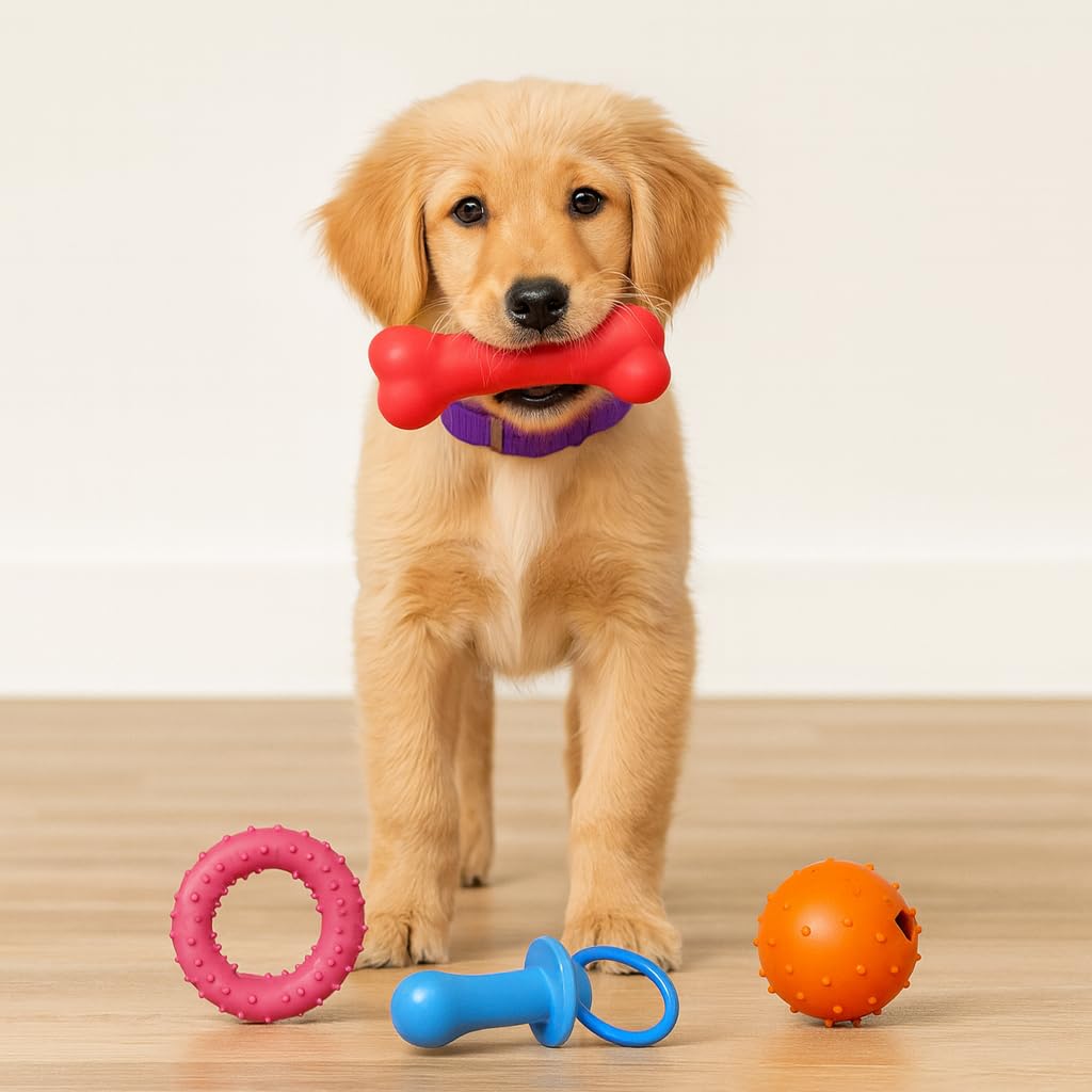 Jalousie rubber bone chew toy for long-lasting chewing sessions.