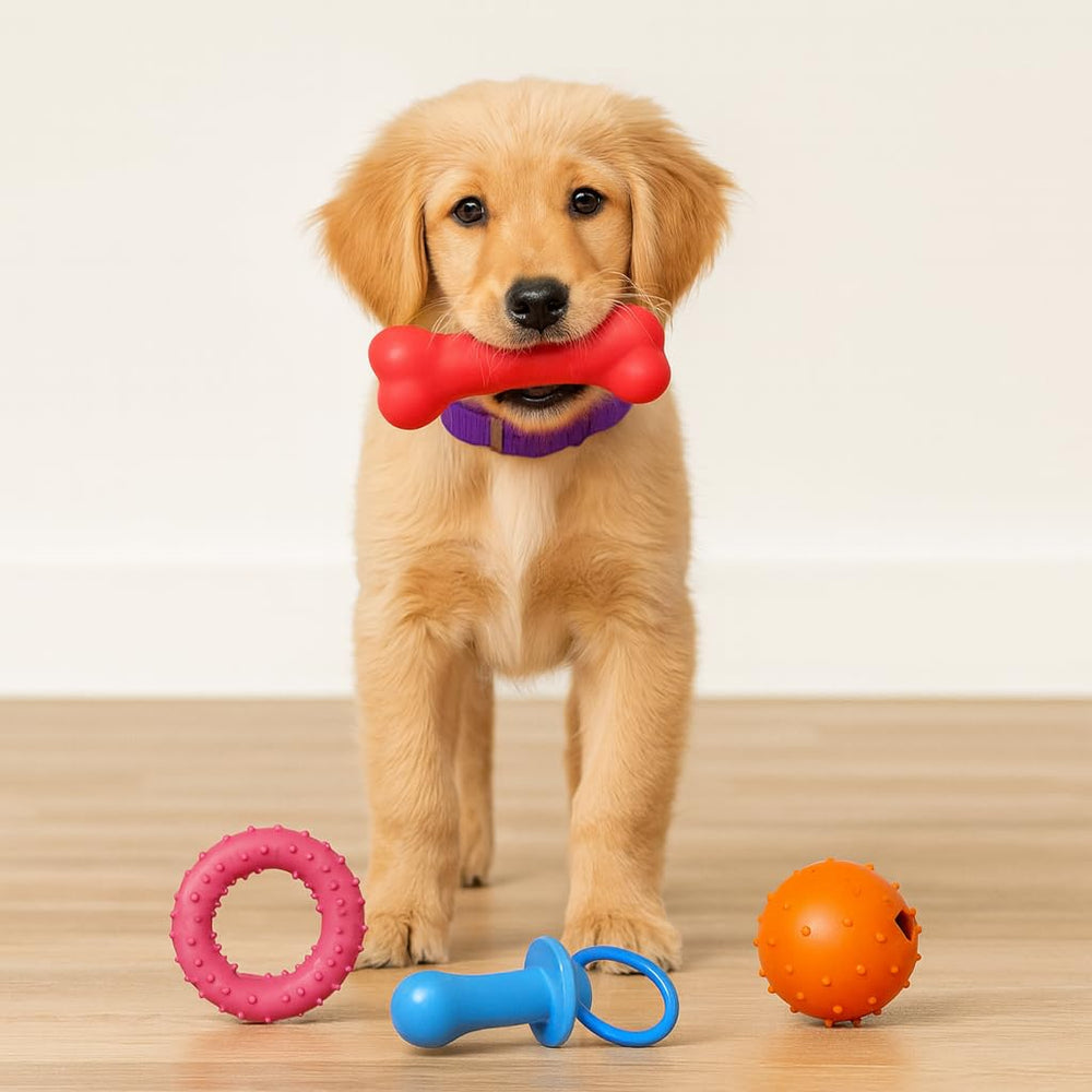 Jalousie rubber bone chew toy for long-lasting chewing sessions.