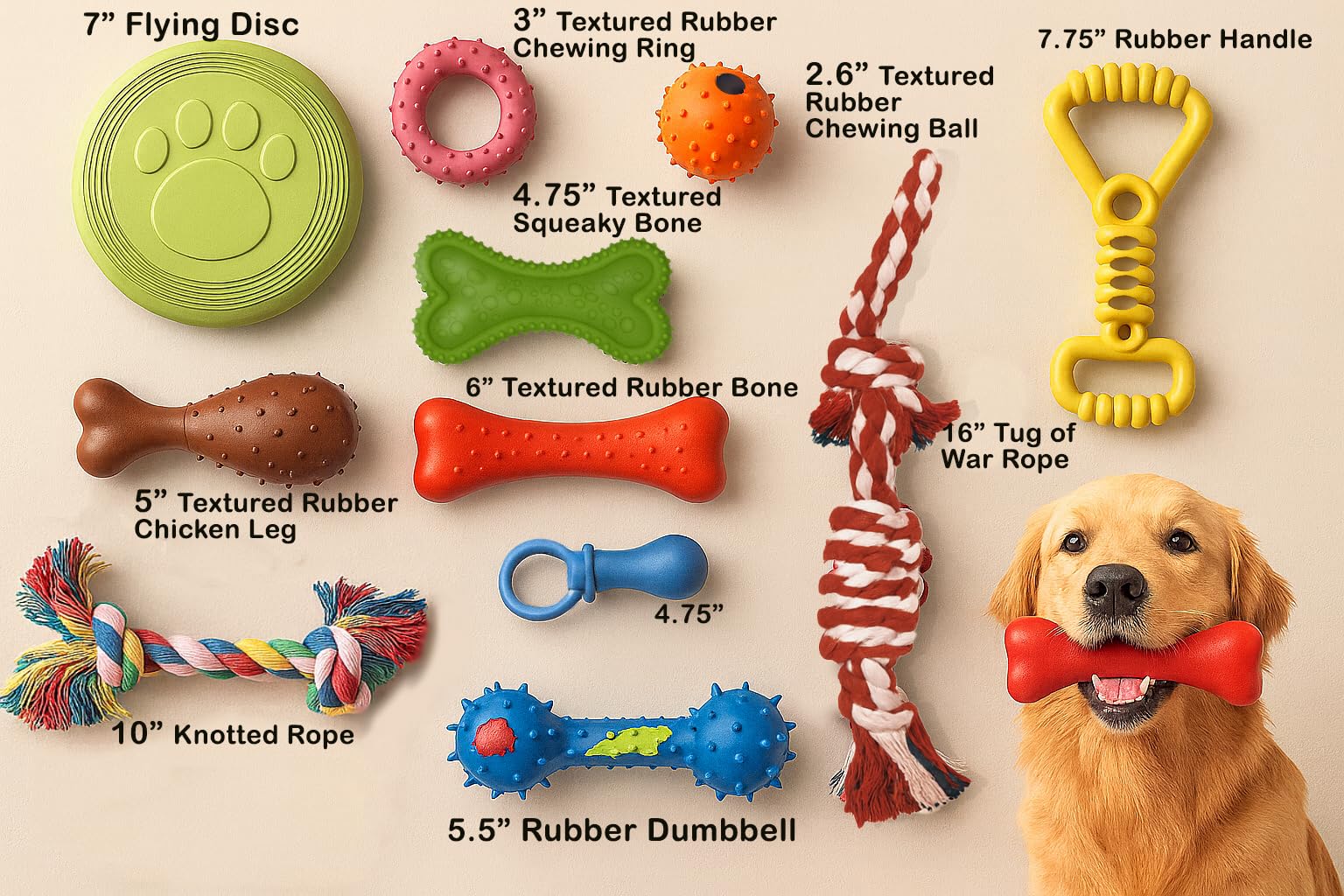 Jalousie rubber chicken leg chew toy for fun chewing activity.