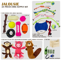 Jalousie dog squeaky toy multi-pack shows interactive play for small-to-medium dogs.
