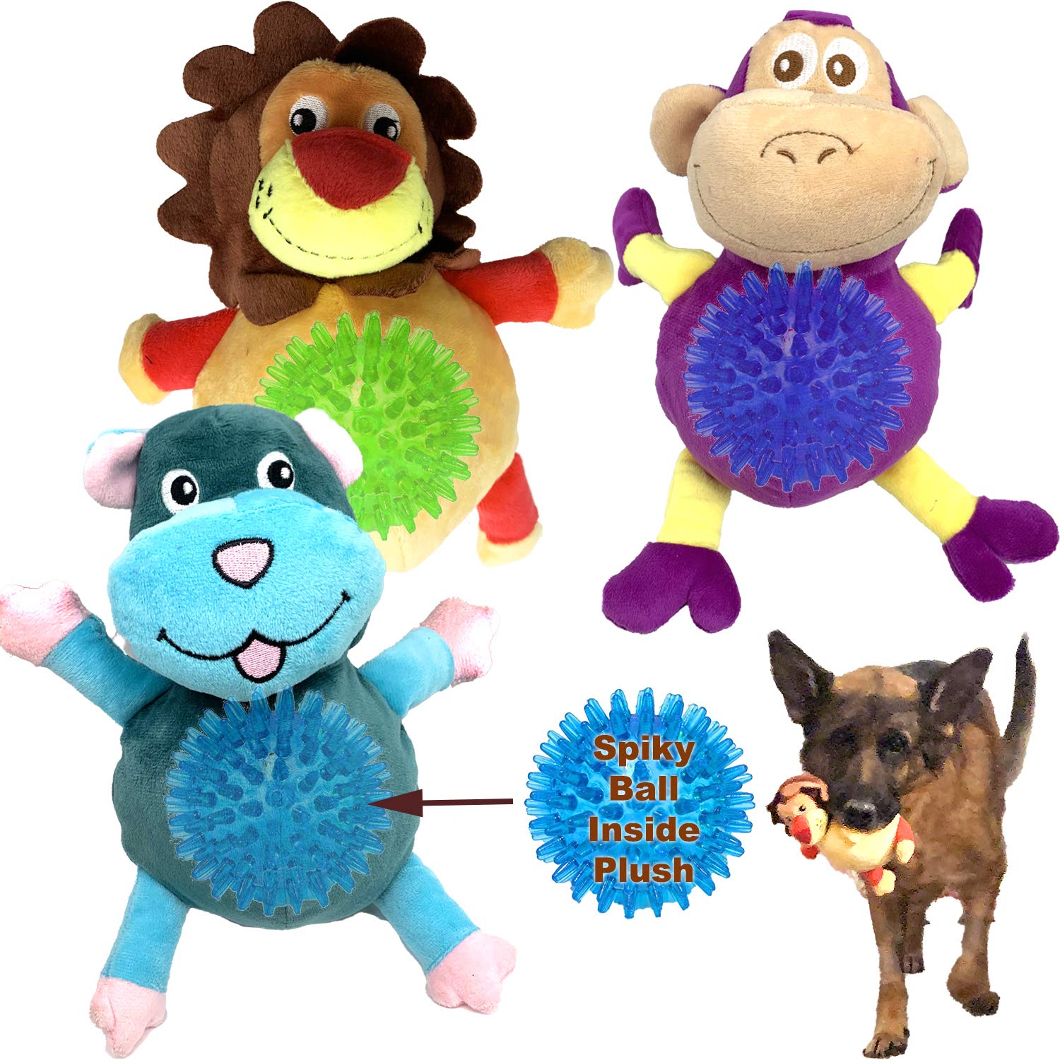 Jalousie dog squeaky toys variety pack with colorful, non-toxic balls for fetch.