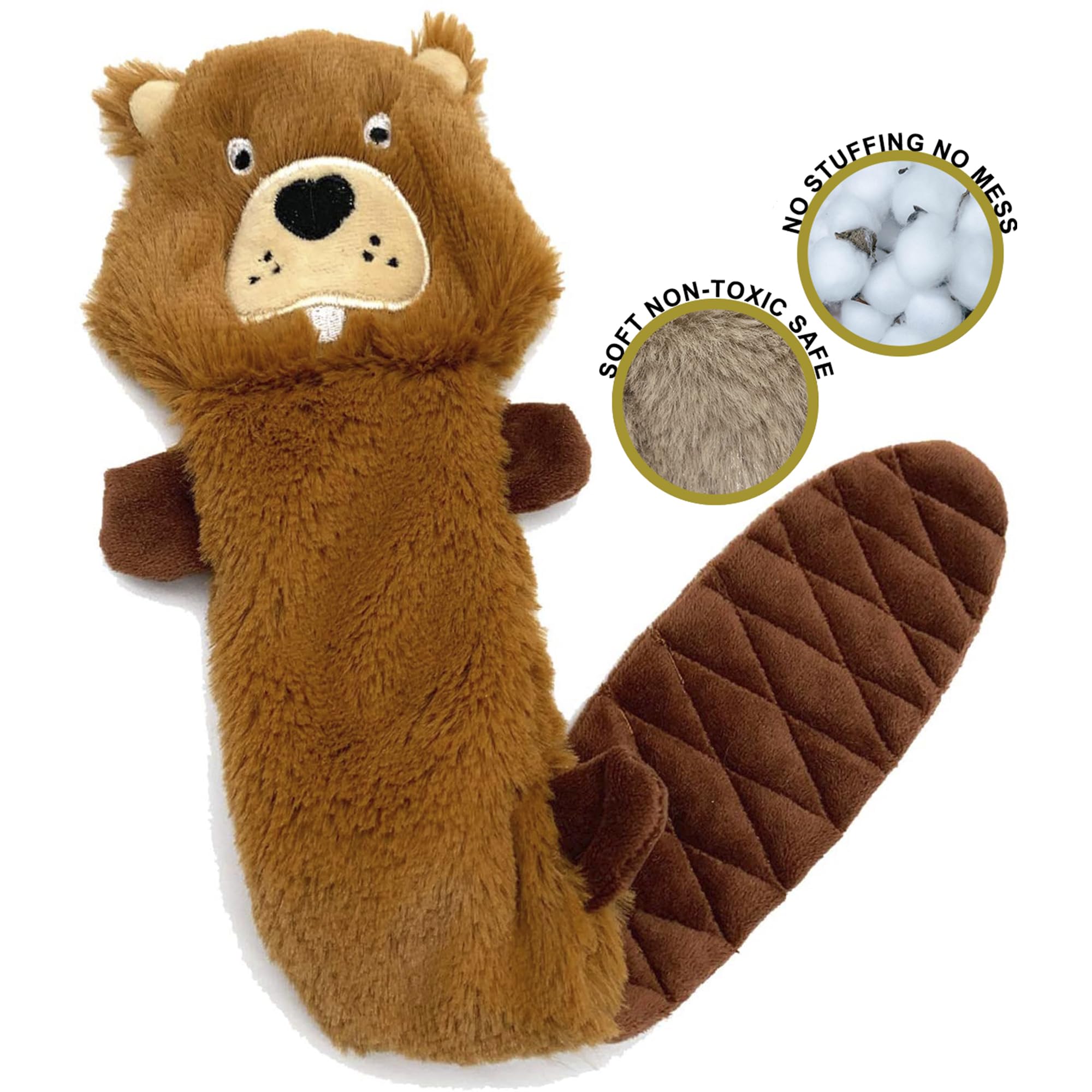 Jalousie five pack stuffingless badger squeaker toy with reinforced seams for durability.