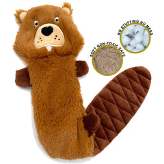 Jalousie five pack stuffingless badger squeaker toy with reinforced seams for durability.