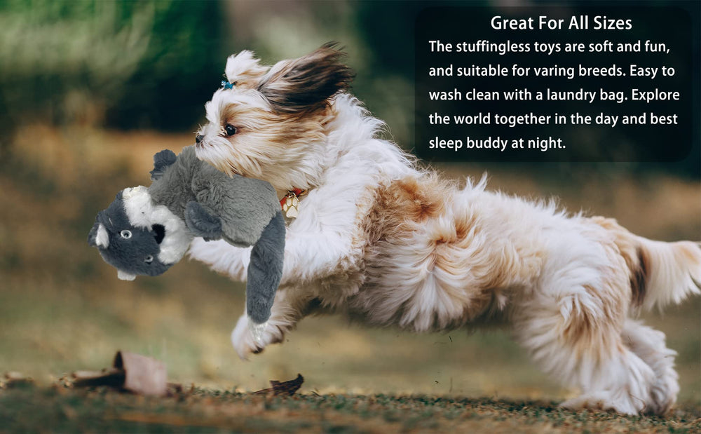 Jalousie five pack stuffingless otter squeaker toy with durable liner for longer sessions.