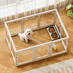 Jalove dog playpen door closed view showcases secure indoor exercise space.