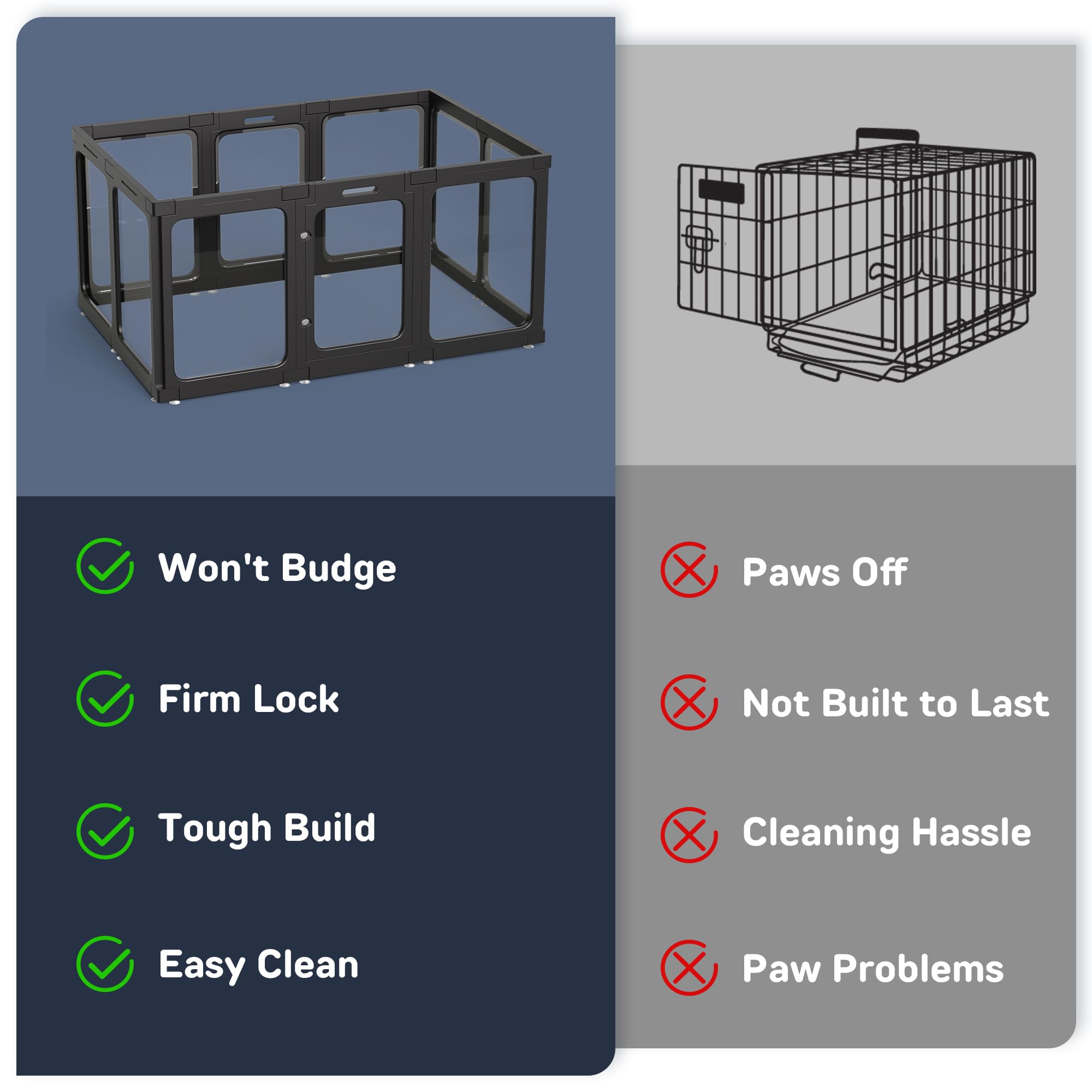 Jalove easy-clean pet pen features rust-free materials.