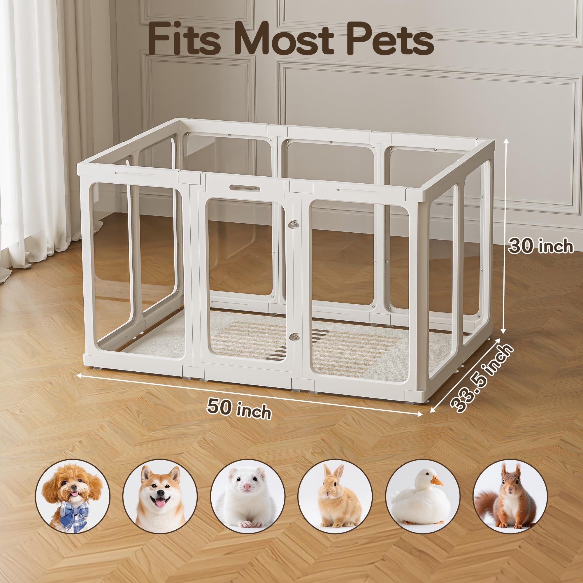 Jalove indoor pet playpen with doors and latches for safe access