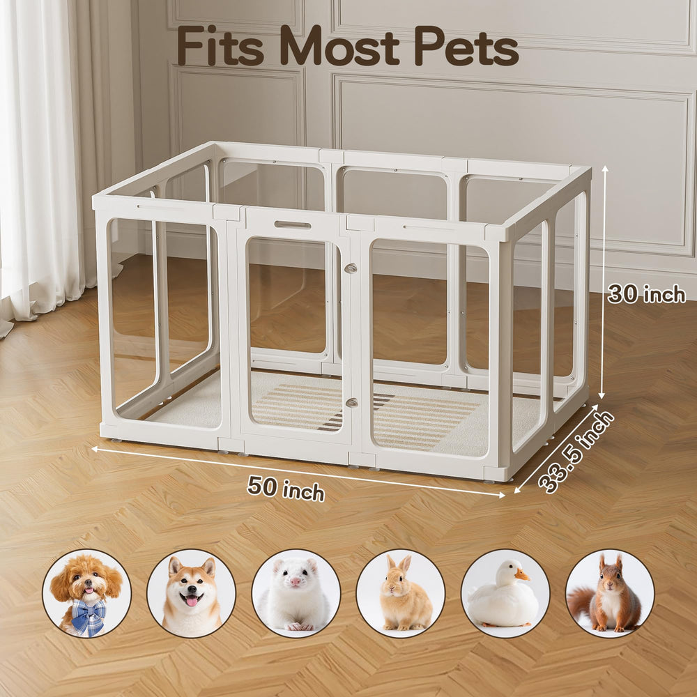 Jalove indoor pet playpen with doors and latches for safe access