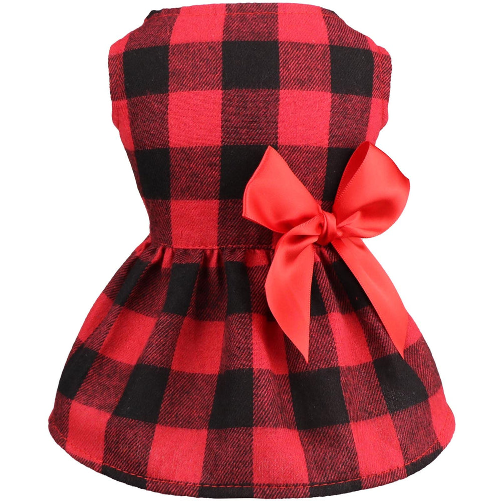 Jamktepat buffalo plaid dress front view for festive holiday photos
