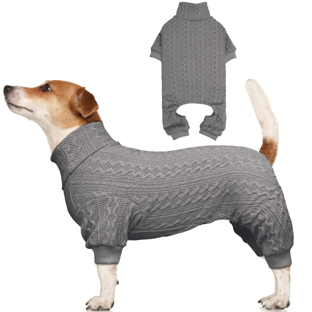 Jamktepat dog sweater turtleneck grey back view shows cozy warmth on chilly walks