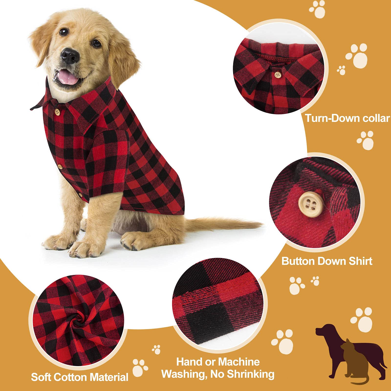 Jamktepat plaid dog shirt closeup cotton fabric highlighting soft breathable material