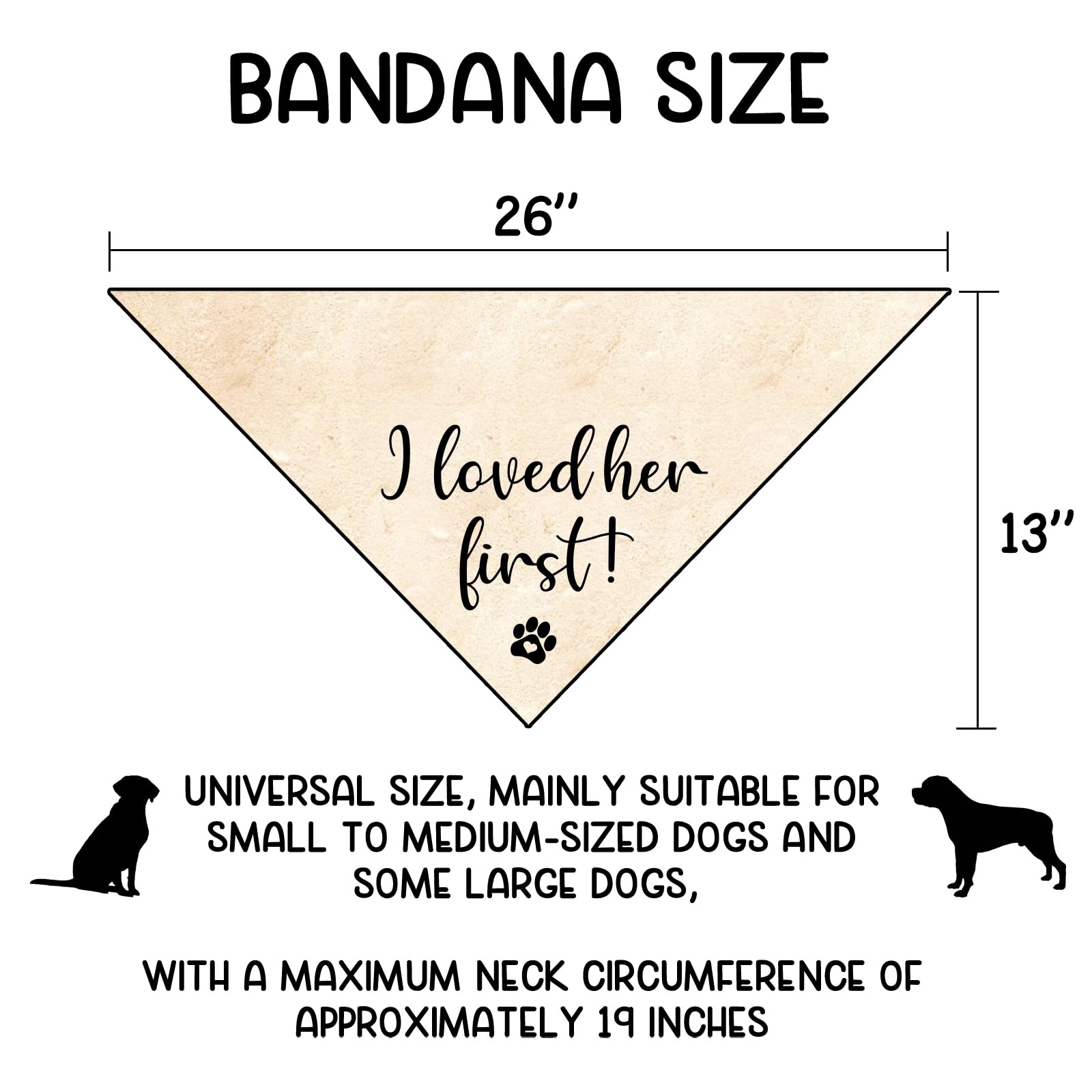 Jamuruwt bandana with I loved her first print for wedding-day pet photo props