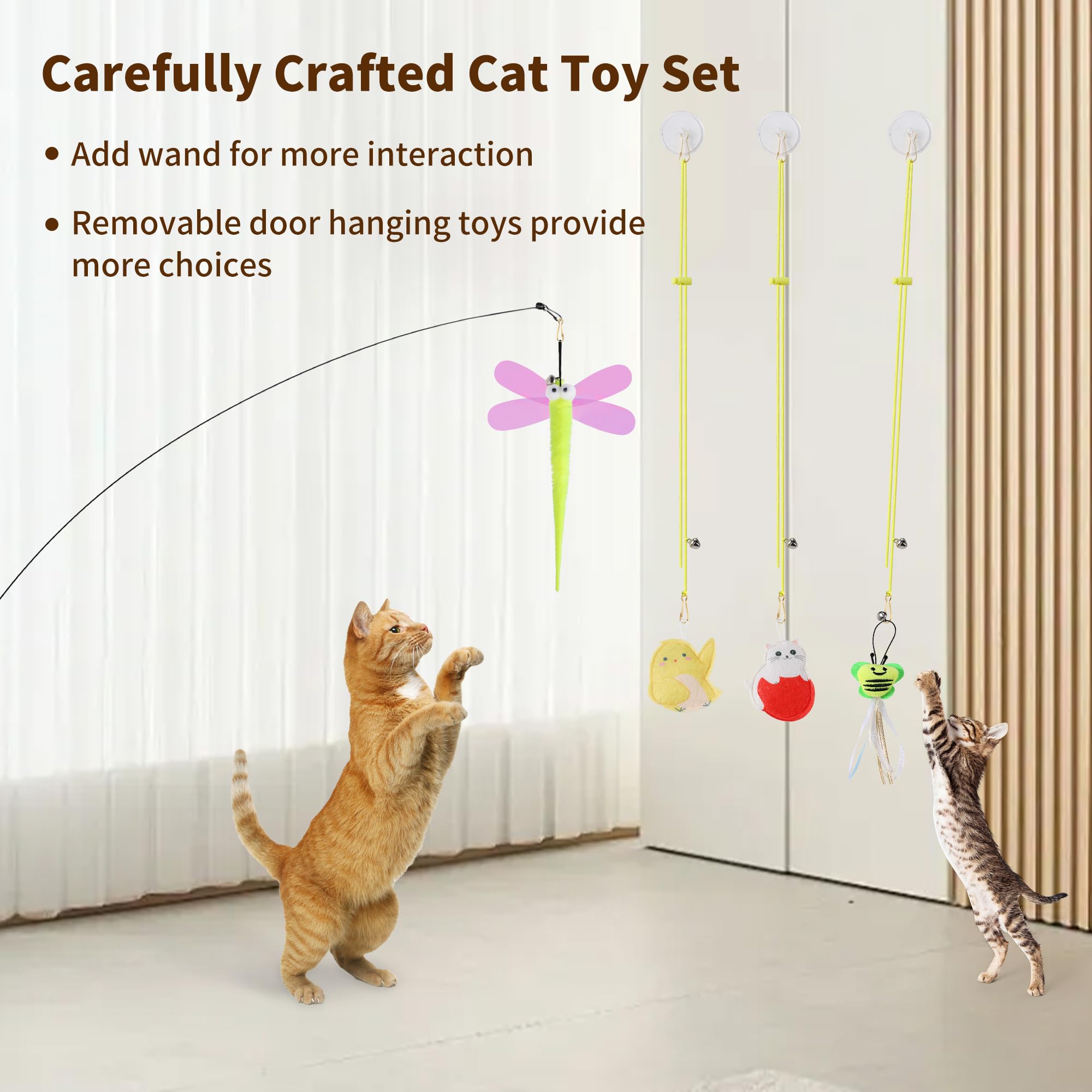 Janbenty catnip and bells attract cats for focused chasing.