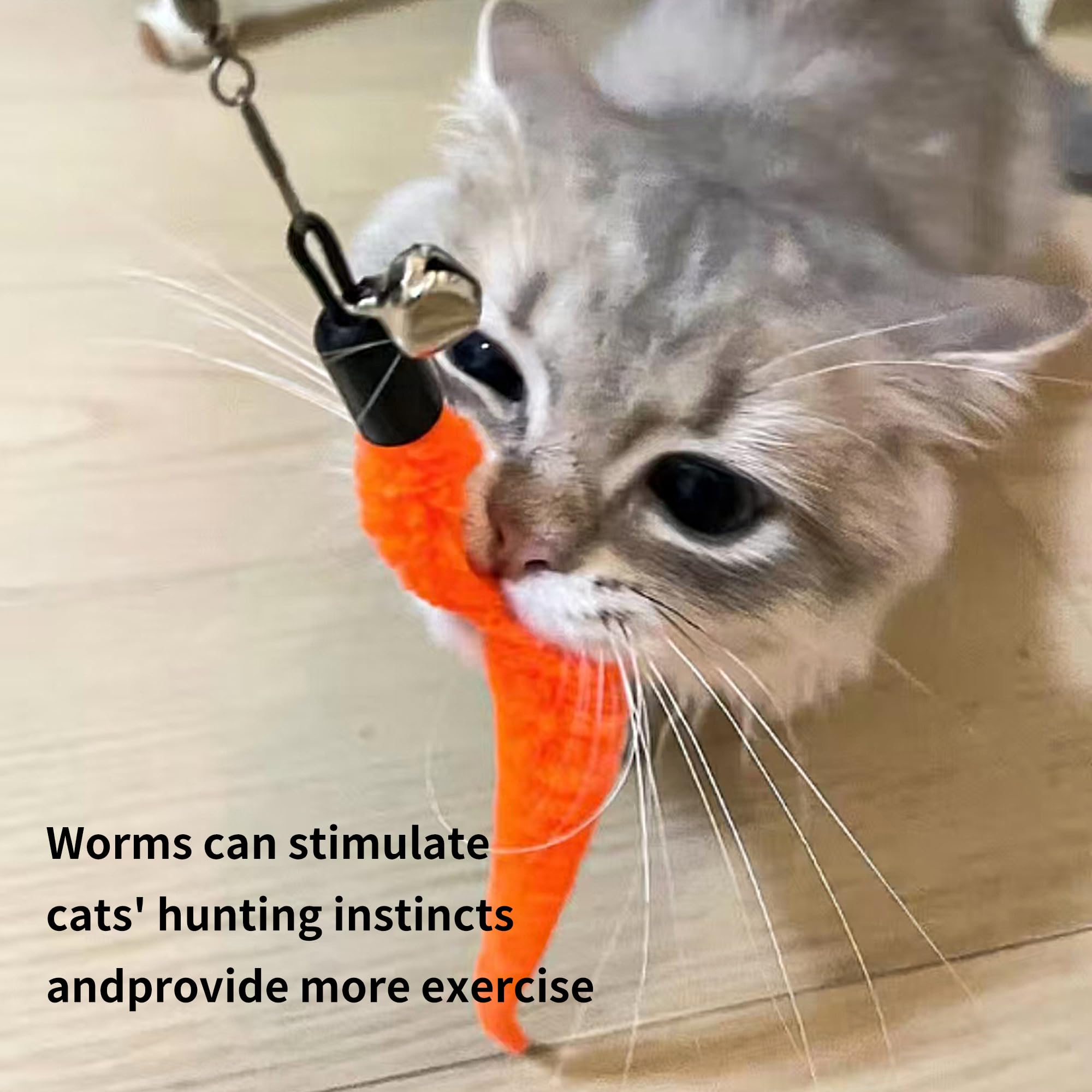 Janbenty safe-soft-worms show plush texture and cat-safe materials for gentle chase.