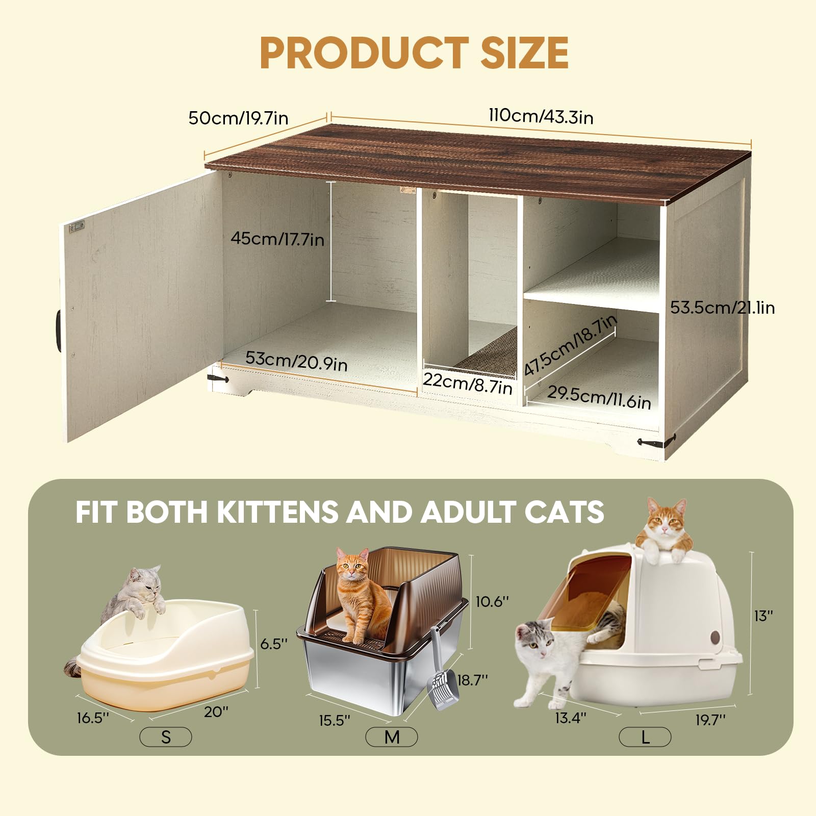JanflyHome litter box enclosure side view highlighting compact storage