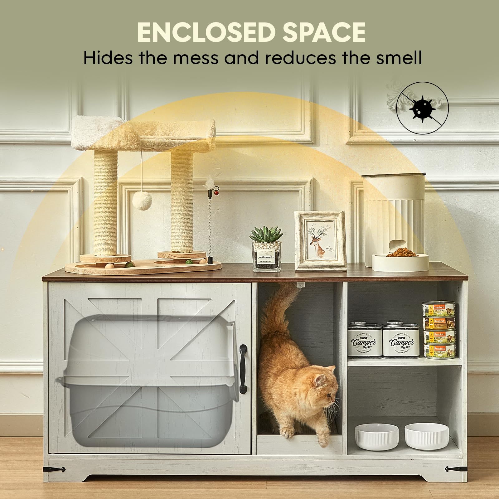 JanflyHome wood finish option illustrating farmhouse style cabinet