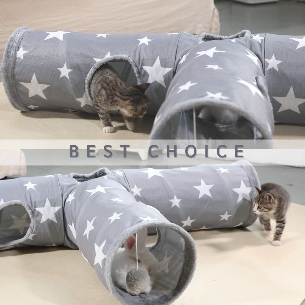 JanYoo Bunny Tunnel Star hanging ball offers interactive plus tactile engagement during play
