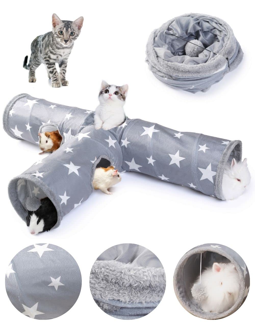 JanYoo Bunny Tunnel Star top view shows a cozy hideaway for playtime and exploration