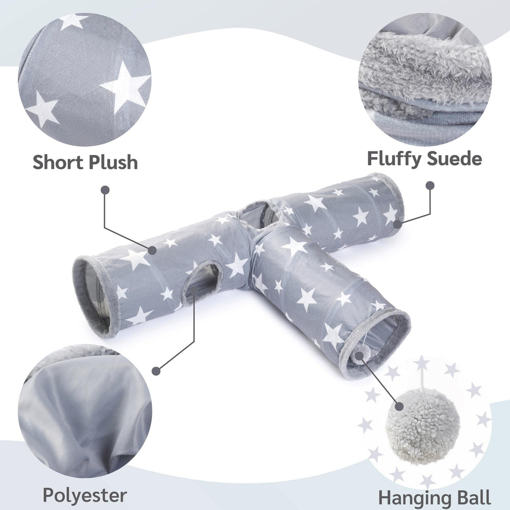 JanYoo Bunny Tunnel Star with three large openings highlights interactive pathway for pets to explore