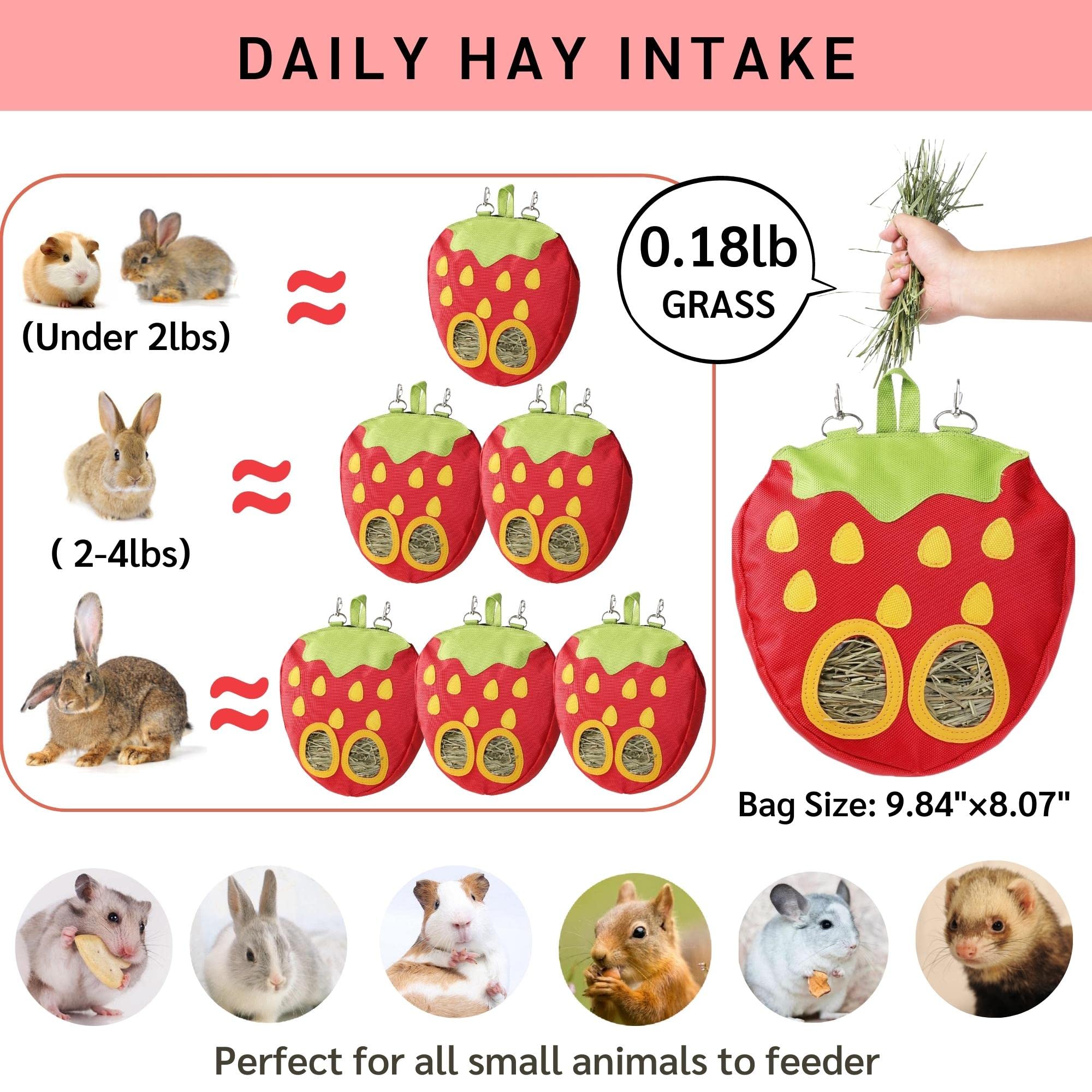 JanYoo hay feeder bag filled with hay demonstrates ample daily capacity