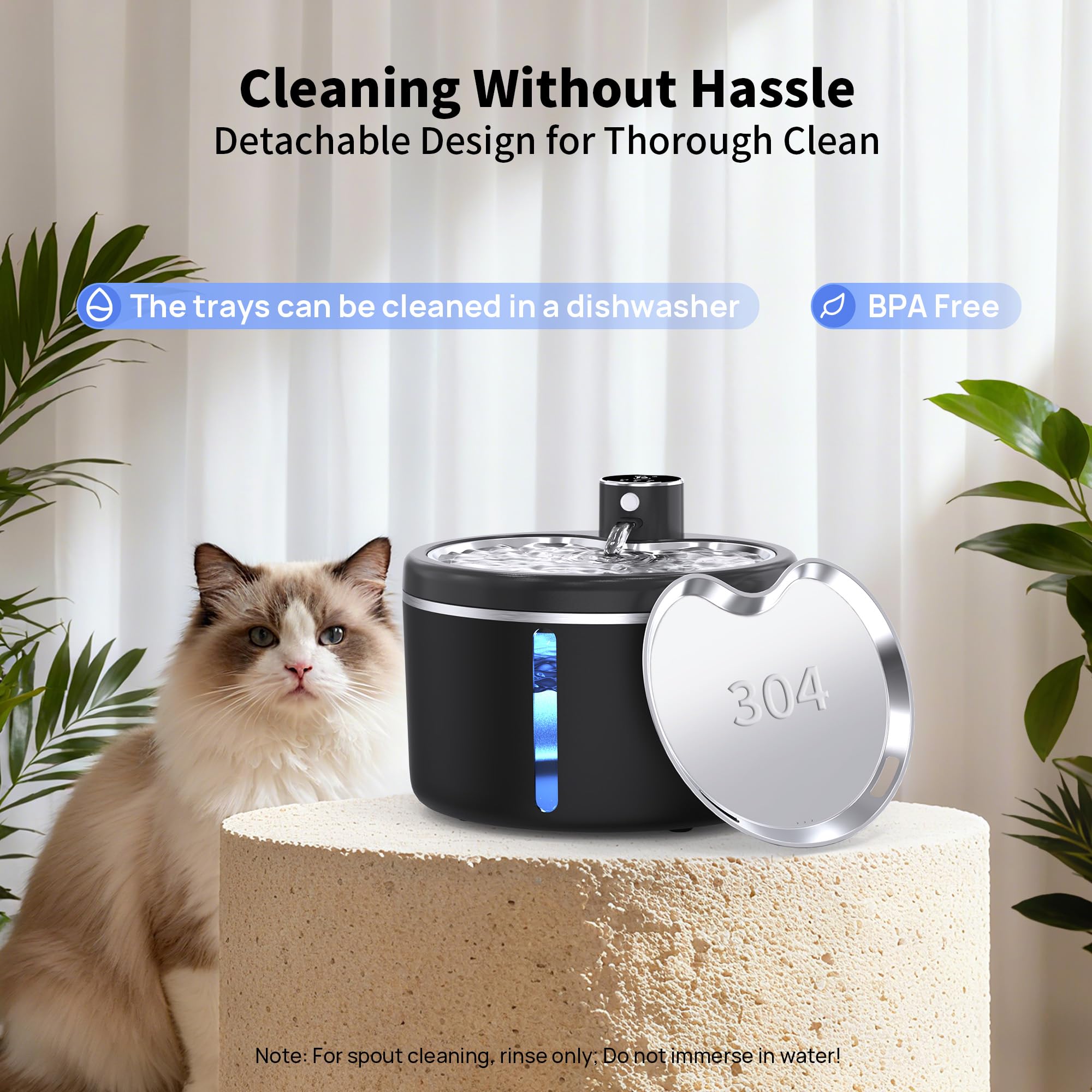 Jaojcoe BPA-free stainless steel design is gentle on pets and long-lasting.