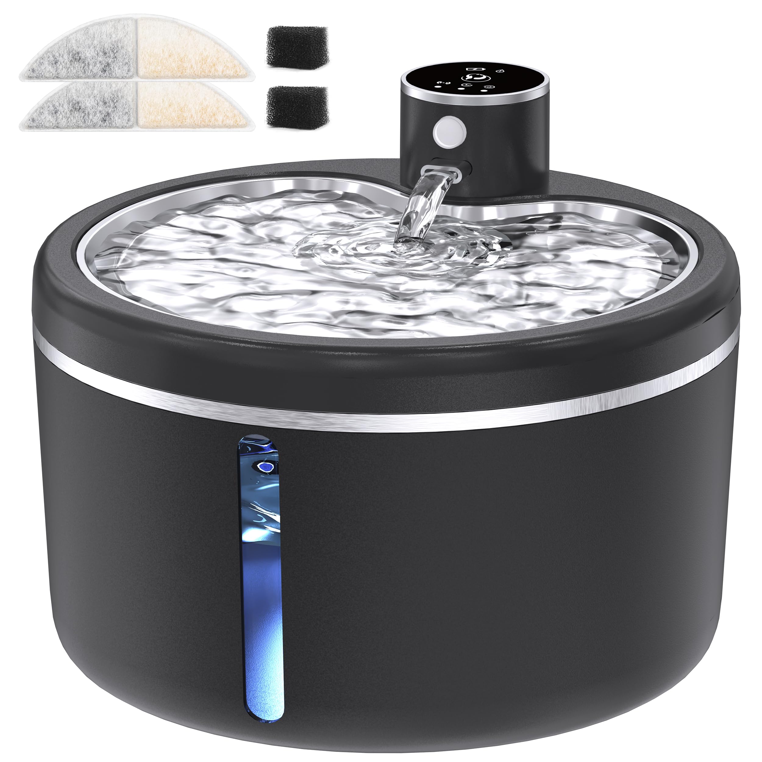 JAOJCOE cat water fountain cordless-motion-sensor highlights automatic drinking cue for hydration.
