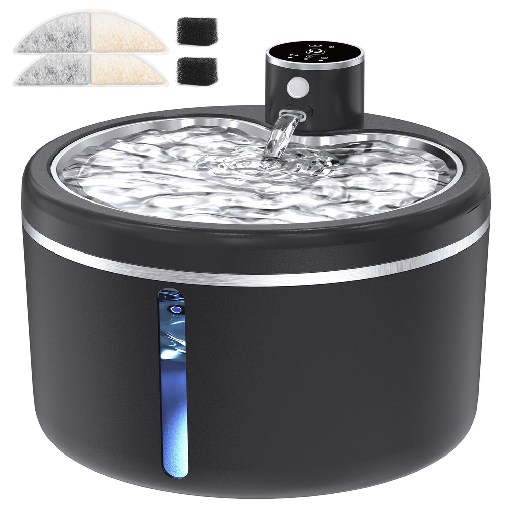 JAOJCOE cat water fountain cordless-motion-sensor highlights automatic drinking cue for hydration.