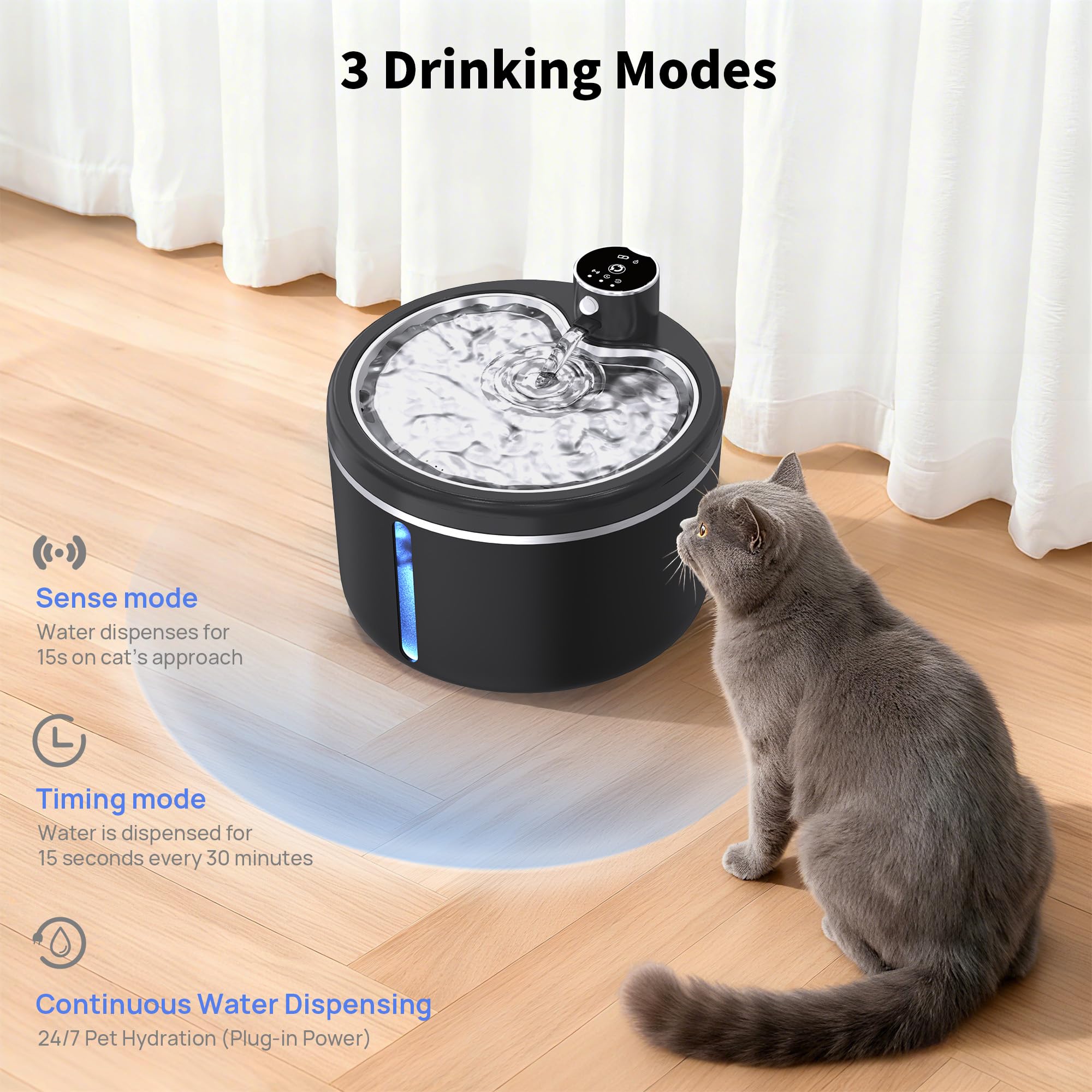 JAOJCOE cat water fountain easy-clean design reveals simple detach-and-clean features.