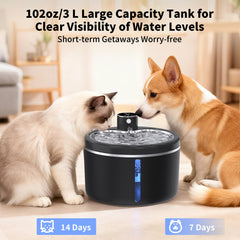 JAOJCOE cat water fountain ultra-quiet-pump ensures peaceful home environment.