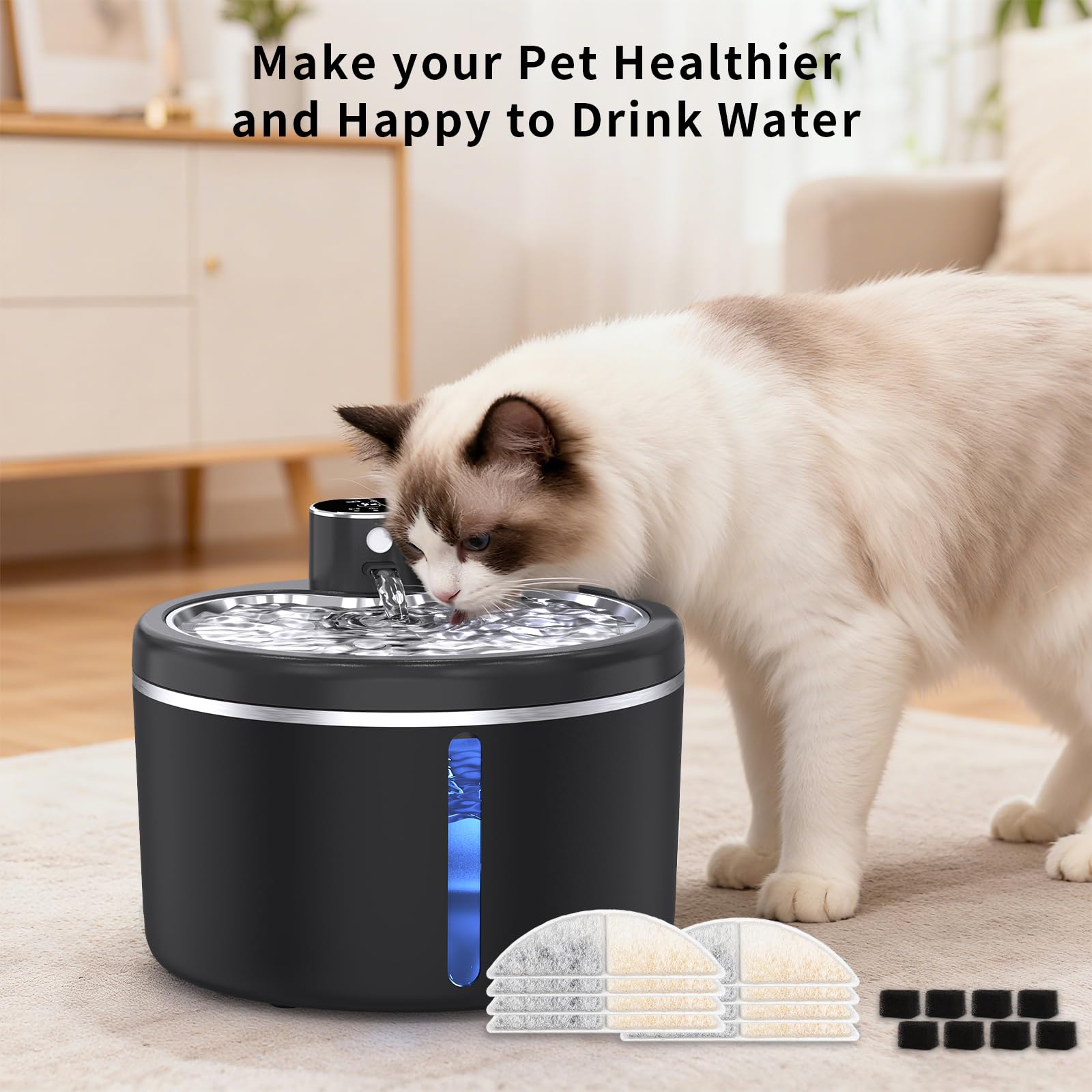 Jaojcoe filters fit wireless cat fountains for easy use.