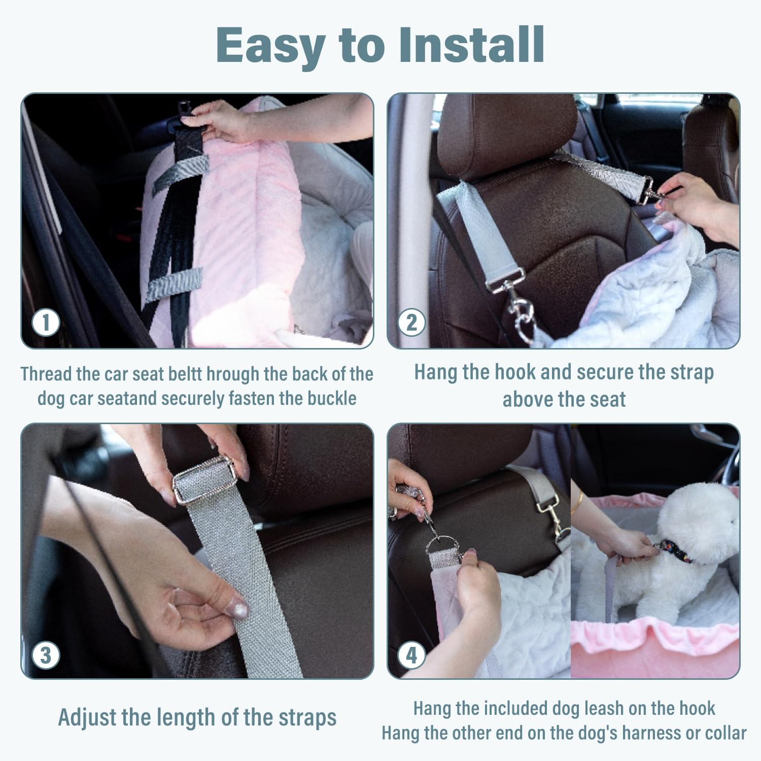 Jaoul seat with side pockets for treats and essentials during travel.