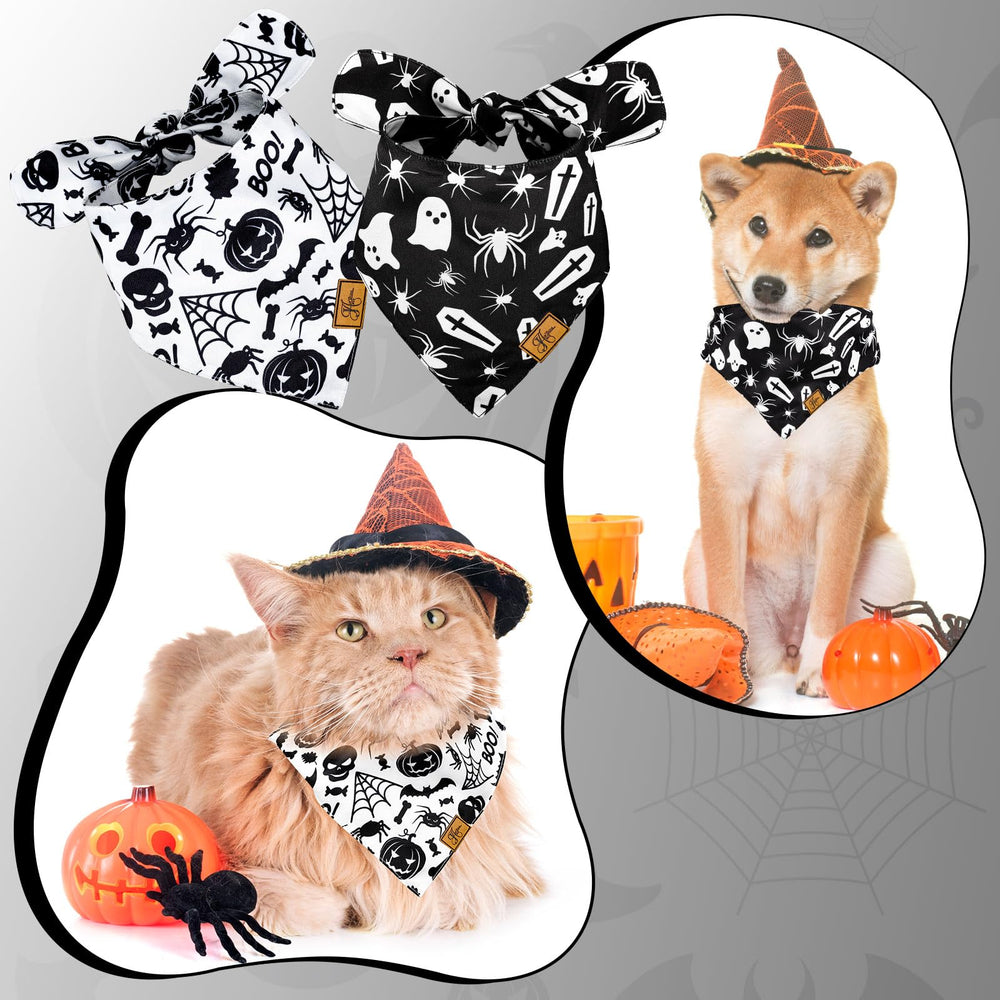 JarThenaAMCS Halloween dog bandana pumpkin lantern design suits party dress-up.