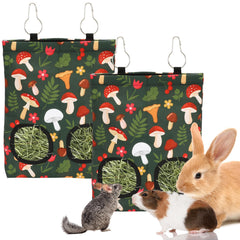 JarThenaAMCS hanging hay feeder bag with two holes for easy access in cages.