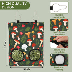 JarThenaAMCS mushroom-pattern hay feeder adds color and enrichment to small animal homes.
