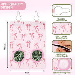 JarThenaAMCS rabbit hay feeder bag wall-mount option saves space in a cage.