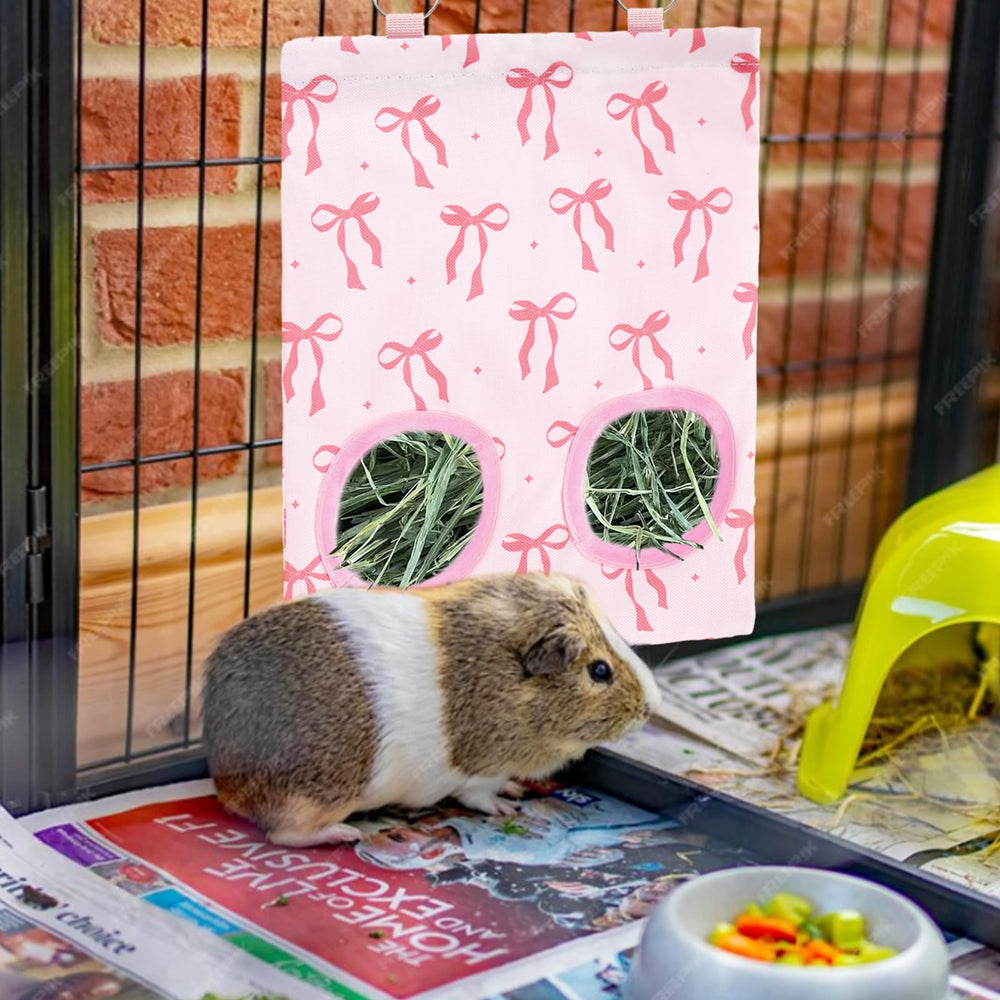 JarThenaAMCS rabbit hay feeder bag open-top design allows simple refills.
