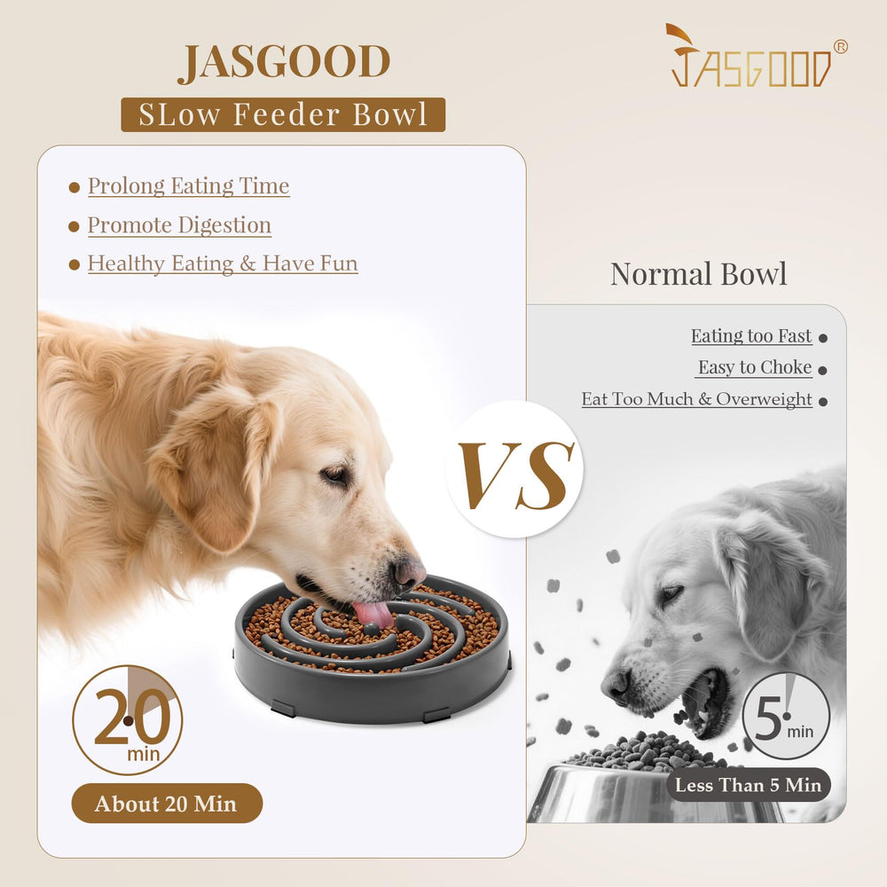 JASGOOD slow feeder bowl with non-slip base prevents spills during meals