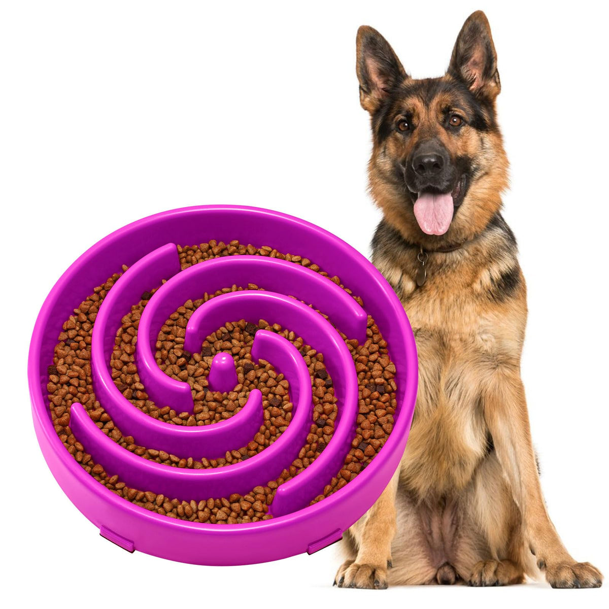 JASGOOD slow feeder bowl with spiral maze for slower eating.
