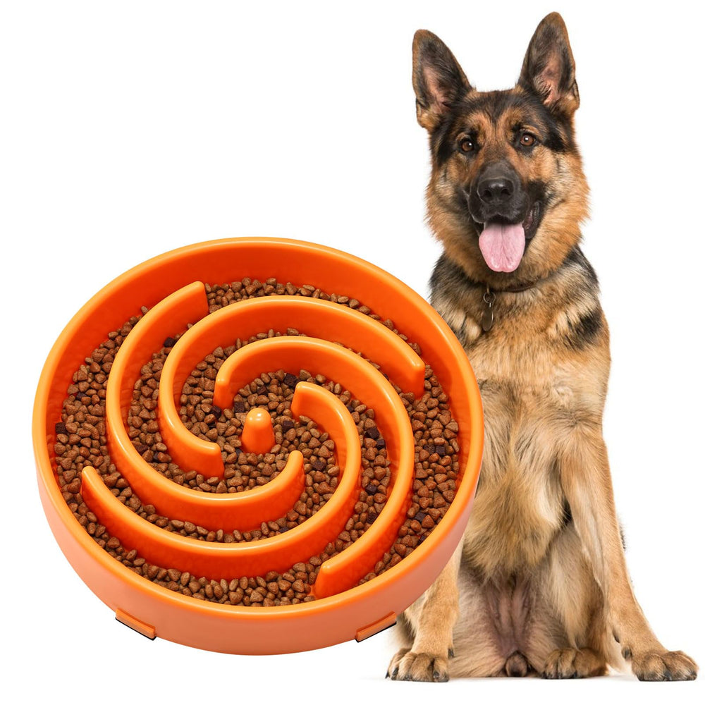 JASGOOD slow feeder bowl anti-gulping design promotes slower meals for dogs.