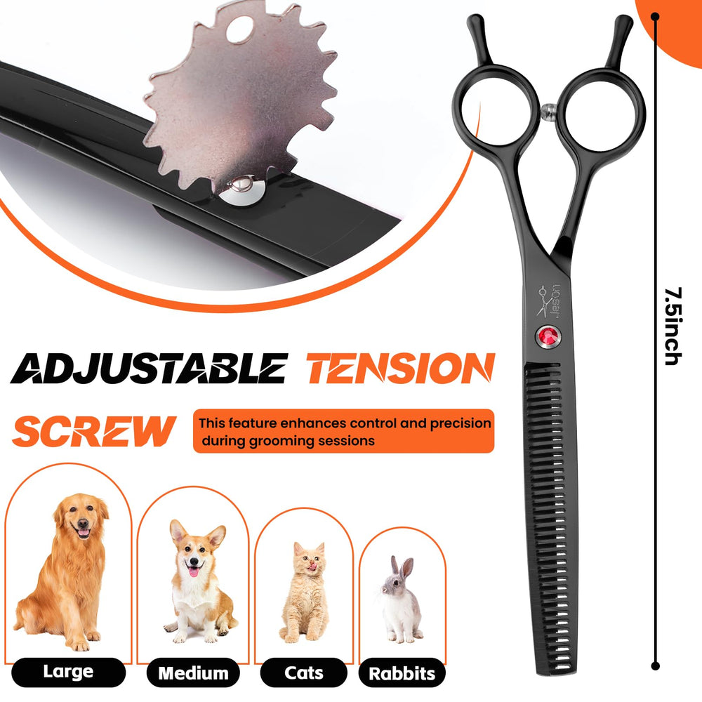 Jason thinning scissor with 440C Japanese stainless steel blades for lasting sharpness.