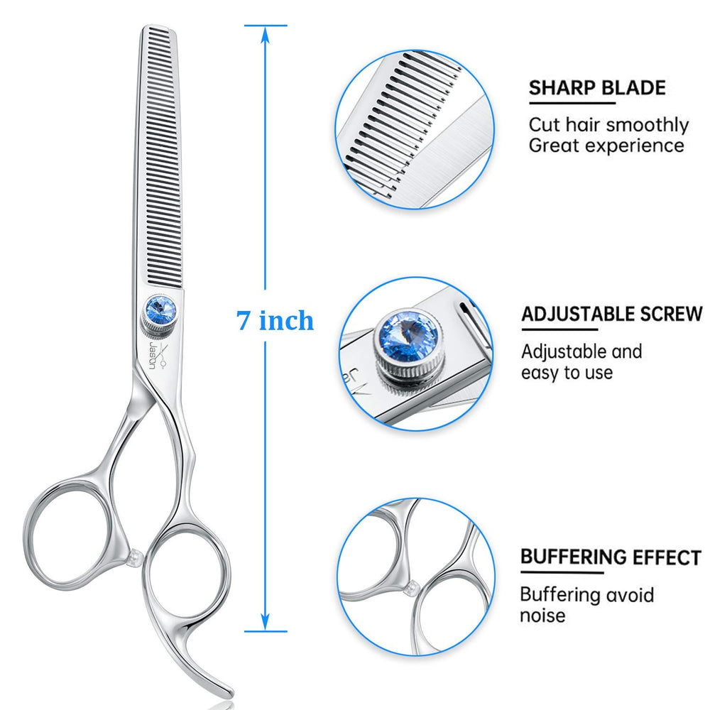 JASON 50-teeth thinning scissor texturizing teeth close-up for even coat blending